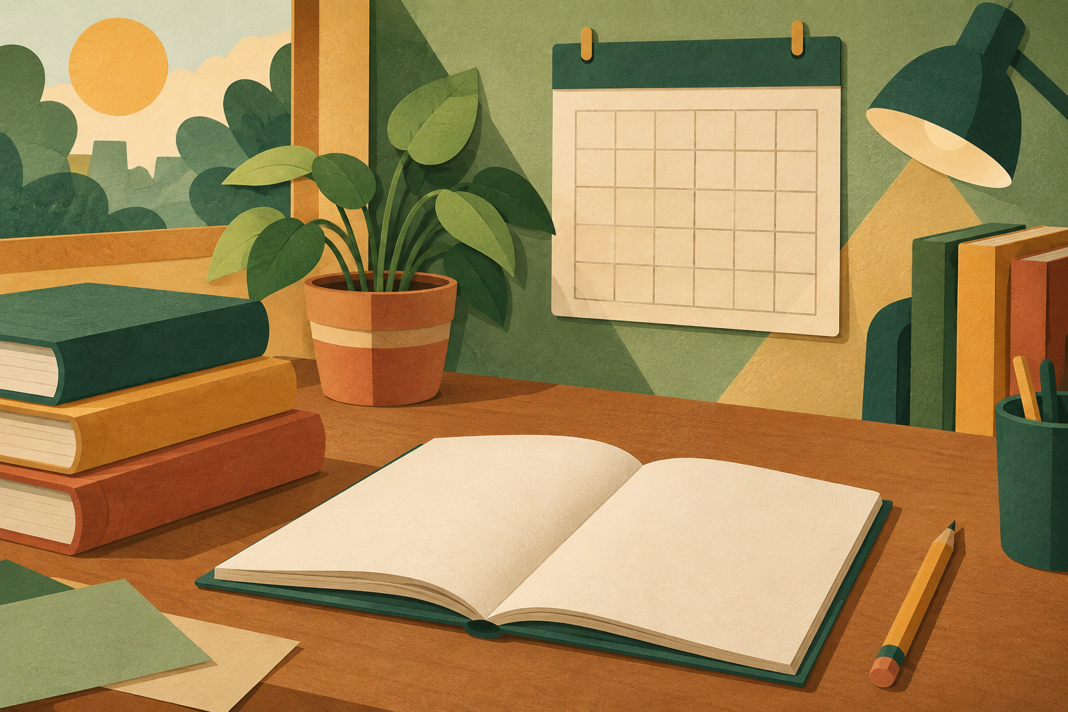 Ilustração conceitual de uma mesa de estudos; não retrata campus, candidato ou evento real. Crédito: Ilustração gerada por IA para a Folha da Banana.